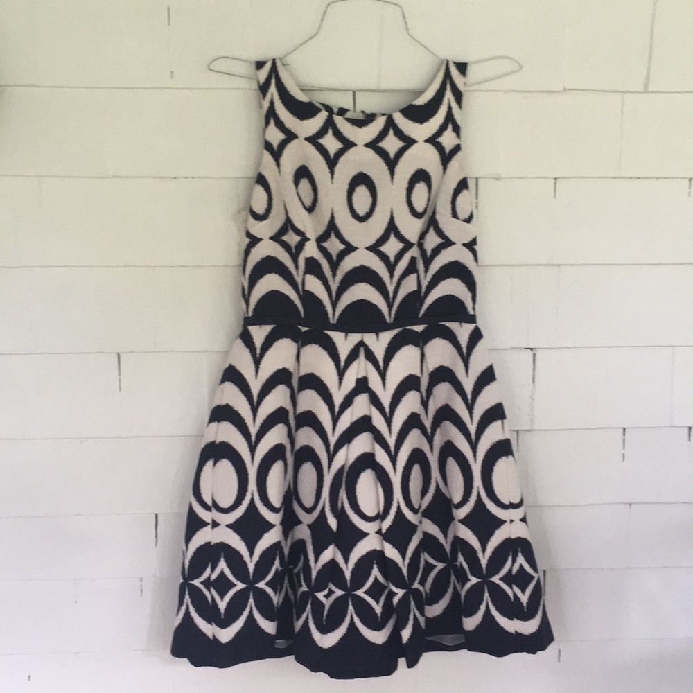 Blue and white knit dress
